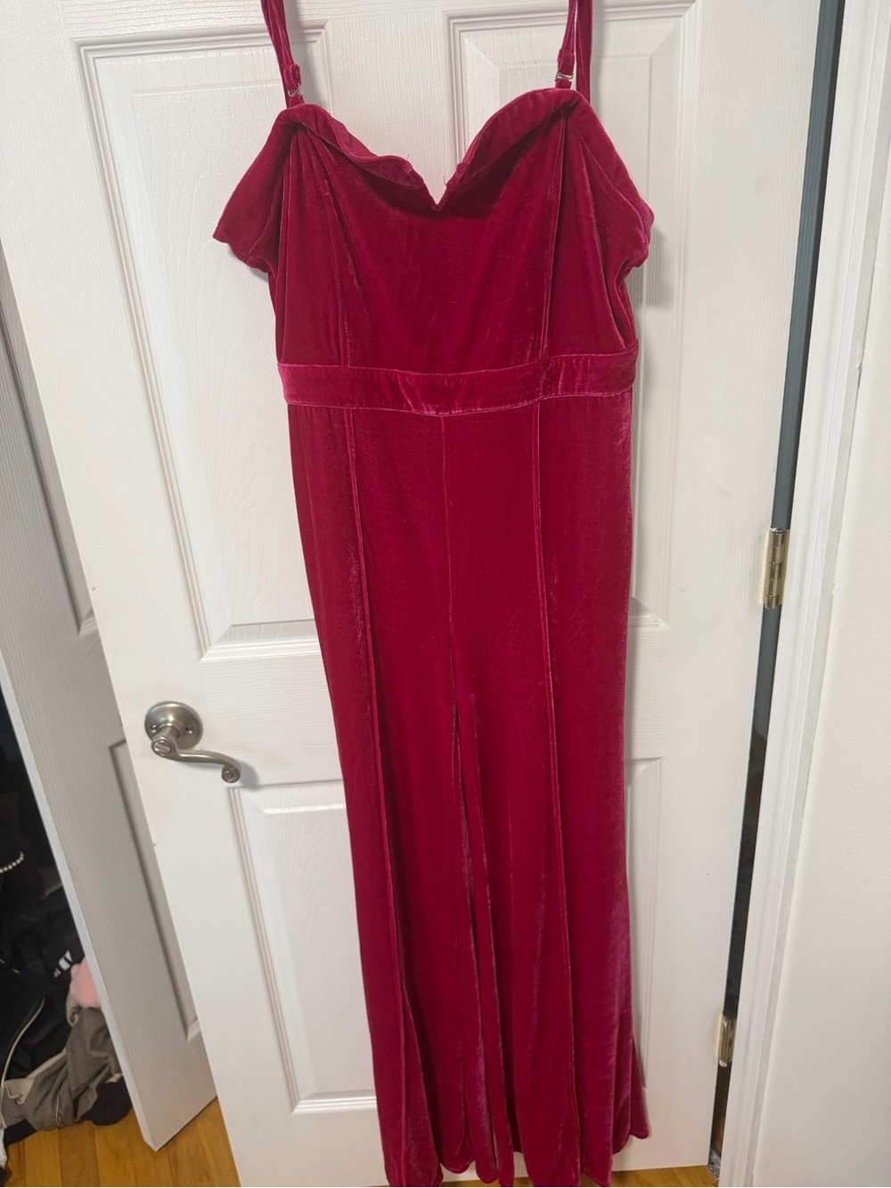 Lime Lush Raspberry Velvet Cropped Wide-Leg Jumpsuit